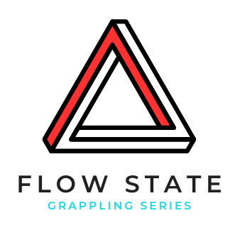 Flow State Grappling Series logo with a red and white triangle above the event name